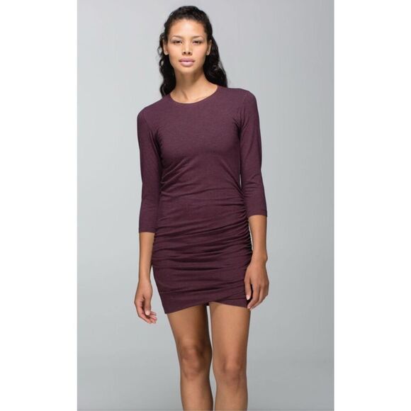 lululemon athletica Dresses & Skirts - Lululemon Anytime Dress Heathered Bordeaux Drama Women size 8